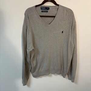 Polo Ralph Lauren Men’s Sweater V Neck Pima Cotton  Gray XL